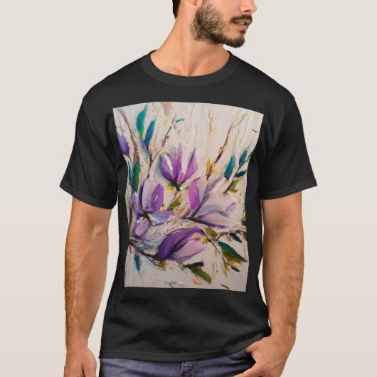 T-shirt technique Abstraite peinture à l'huile fleurs feui (Devant)