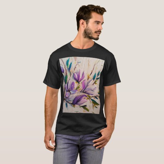 T-shirt technique Abstraite peinture à l'huile fleurs feui (Devant entier)