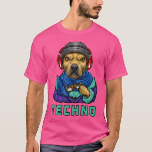 T-shirt Techno American Bulldog Dj Casques Edm Music Fe