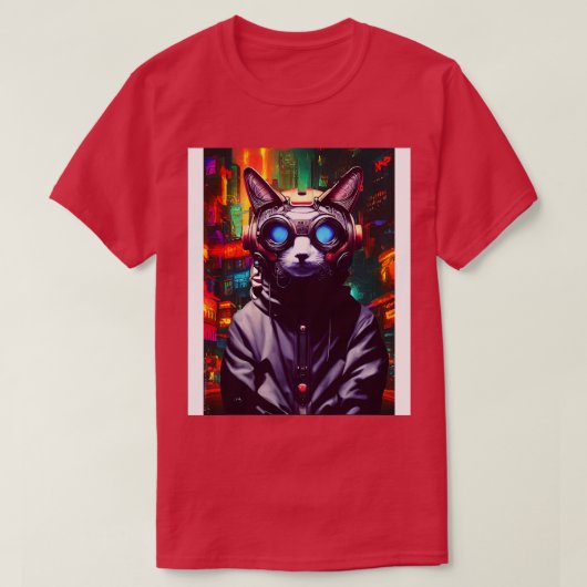 T-shirt Techno Cat Au Japon Neon City 20 (Design devant)
