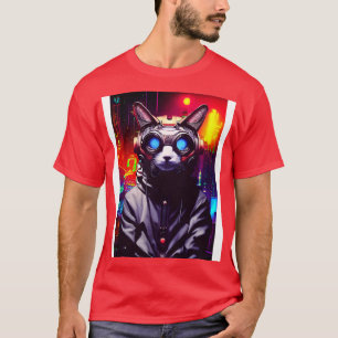 T-shirt Techno Chat Au Japon Neon City 16