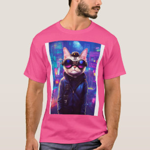 T-shirt Techno Chat Au Japon Neon City 4