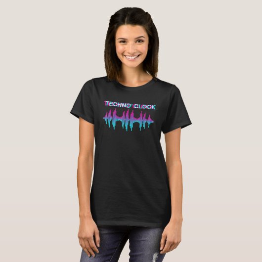 T-shirt Techno-clock Techno EDM Rave Music Festival Synthe (Devant entier)