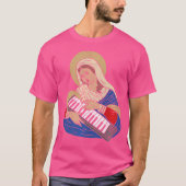 T-shirt Techno Dj Virgin Mary Avec Synthétiseur Audio 80S (Devant)