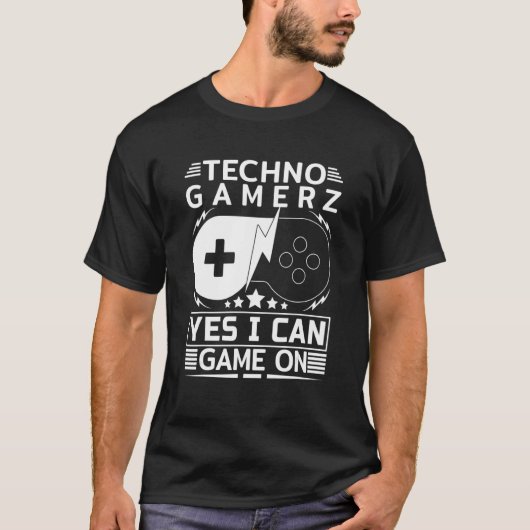 T-shirt Techno Gamer Game On Yes I Can (Devant)
