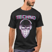 T-shirt Techno Skull Glitch Trippy EDM Rave Hardstyle Cade (Devant)