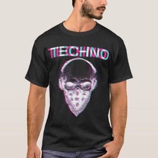T-shirt Techno Skull Glitch Trippy EDM Rave Hardstyle Cade