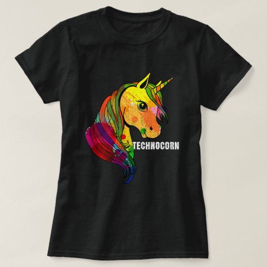 T-shirt Techno Unicorn Trance EDM Rave (Design devant)