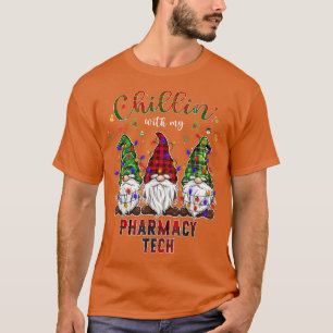 T-shirt Technologie de la pharmacie Noël avec Gnomes Arbre