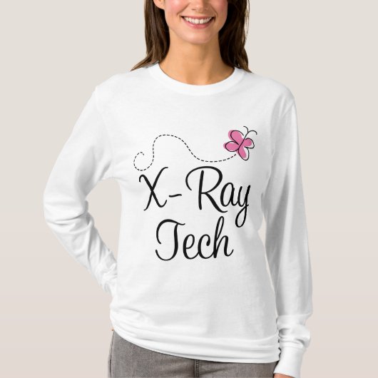 T-shirt Technologie rose mignonne de rayon X de papillon (Devant)