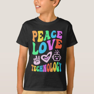 T-shirt Technologie vintage Peace Love Retro Computer Teac
