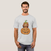 T-shirt Teckel à cheveux longs de Halloween (Devant entier)