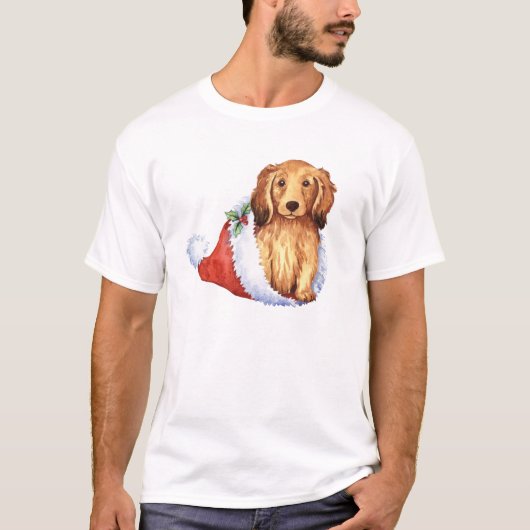 T-shirt Teckel à cheveux longs heureux de Howliday (Devant)