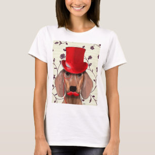 T-shirt Teckel avec le casquette d'agrostide blanche