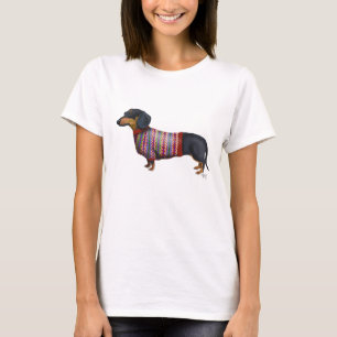 T-shirt Teckel avec le chandail laineux