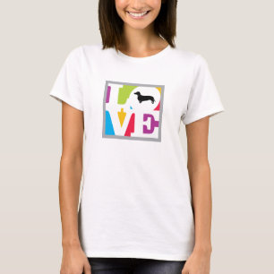 T-shirt Teckel classique d'amour en couleurs