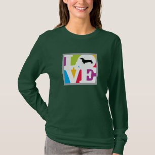 T-shirt Teckel classique d'amour en couleurs