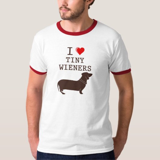 T-shirt Teckel minuscule de saucisse d'amour drôle d'I (Devant)