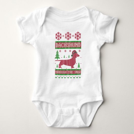 T-shirt Teckel par la neige (Devant)