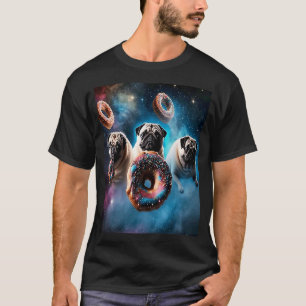 T-shirt Teckels Dans L'Espace Avec Donuts Mignons Garçons