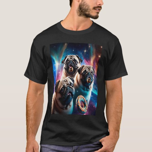 T-shirt Teckels Dans L'Espace Avec Donuts Mignons Garçons (Devant)