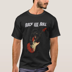 T-shirt Teckels Écossais Jouant de la Guitare Chien Rock a