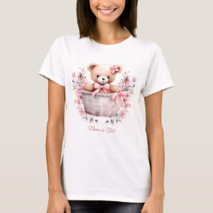T-shirt Teddy Bear Baby Girl Fleurs roses Soirée Élégante