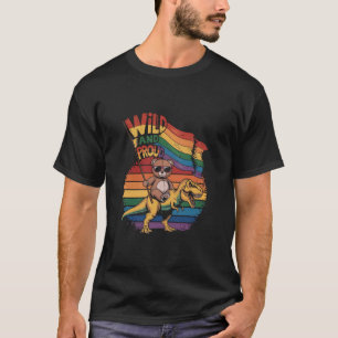 T-shirt Teddy Bear chevauchant un dinosaure avec un drapea