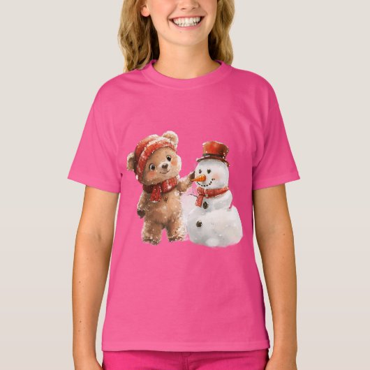 T-shirt Teddy Bear et Snowman (Devant)