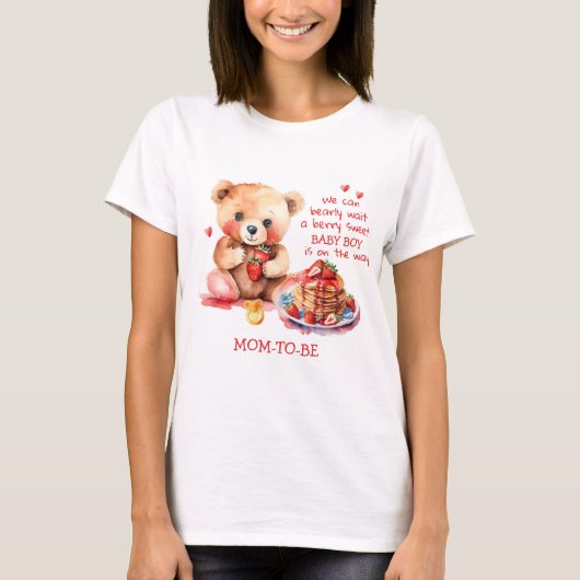 T-shirt Teddy Bear Fraise Pancake Brunch Maman-To-Be (Devant)