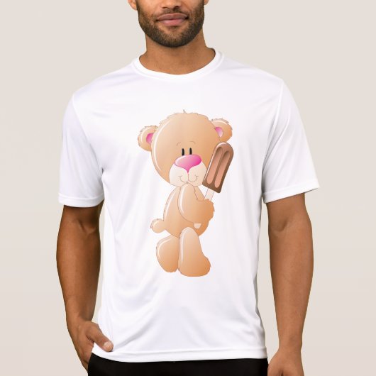 T-shirt Teddy Bear Holding Chocolate Ice Cream Popsicle (Devant)