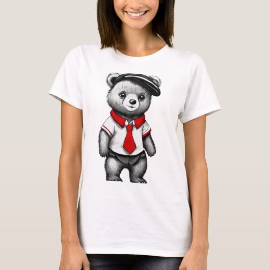 T-shirt Teddy Bear School Uniform Cute Animal design (Devant)