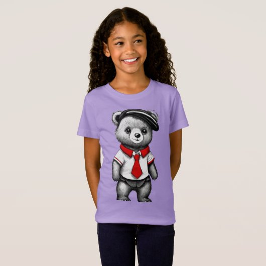 T-Shirt Teddy Bear School Uniform Cute Animal design (Devant entier)