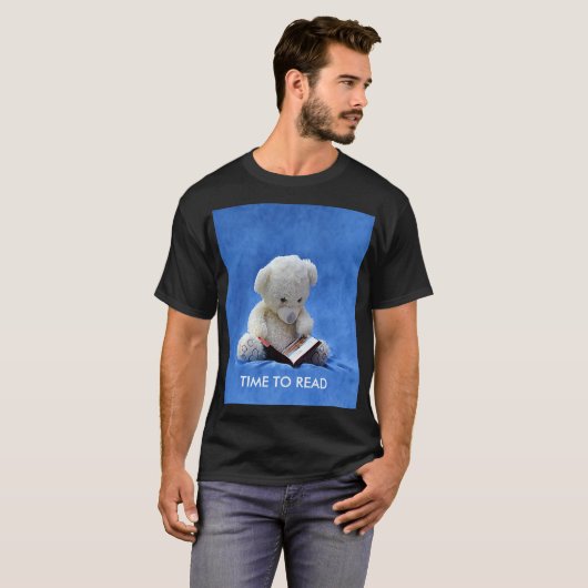 T-shirt Teddy Bear Time to Read Blue Stuffed Animal, ZKOA (Devant entier)