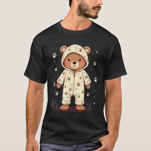 T-shirt Teddy Bear Wearing Pajamas  (Devant)
