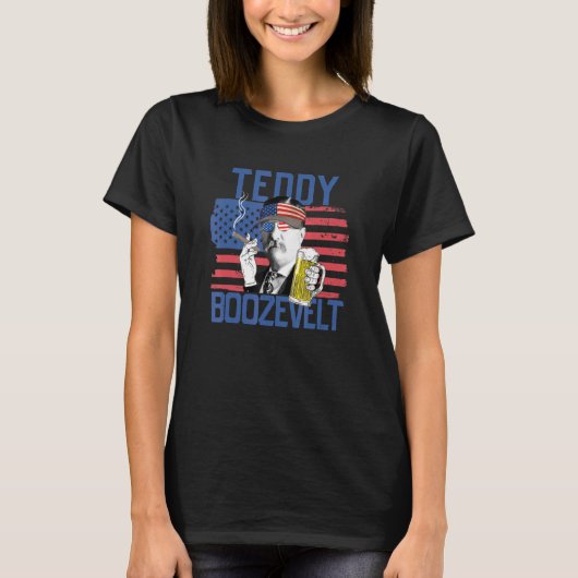 T-shirt Teddy Boozevelt 4 juillet Boire Theodore Roos (Devant)