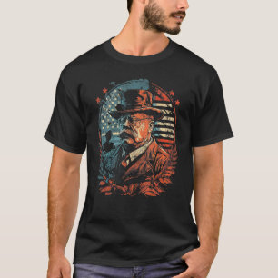 T-shirt Teddy Roosevelt 4 juillet Patrioti du drapeau amér