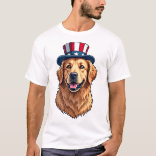 T-shirt Tee à cadre partagé Retriever doré patriotique 2