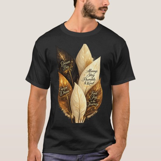 T-shirt Tee à l'esthétique de plume dorée ya (Devant)