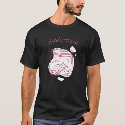 T-shirt Tee Antidépresseur en pot pour chatons mignons (Devant)