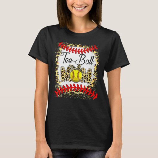 T-shirt Tee Ball Maman Softball Leopard Bleached Mère Da (Devant)