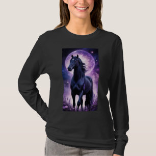 T-shirt Tee Black Horse sous Lune Violette