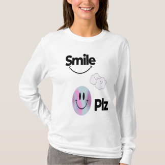 T-shirt Tee blanche pure avec un visage Emoji mignon et un