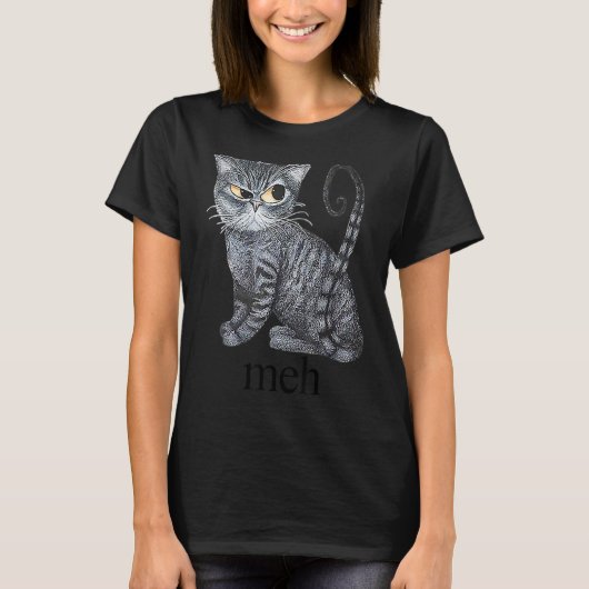 T-shirt Tee Chat Meh pour Chat (Devant)