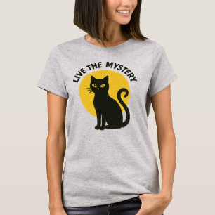 T-shirt Tee Chat Noir Lune Mystère
