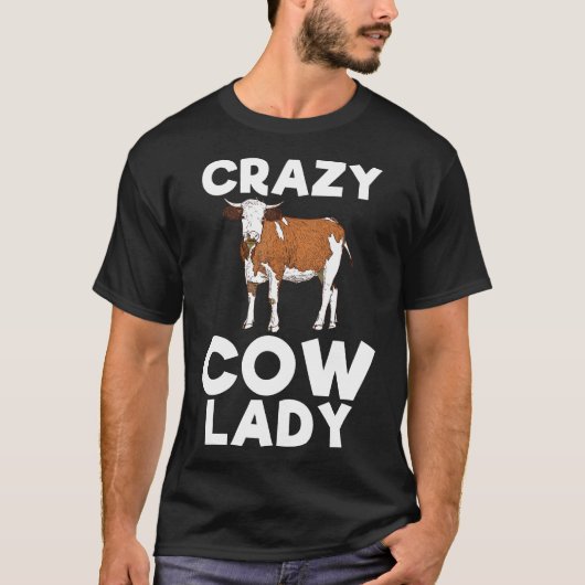 T-shirt Tee Crazy Cow Lady Élevage de bovins de ferme (Devant)