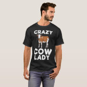 T-shirt Tee Crazy Cow Lady Élevage de bovins de ferme (Devant entier)