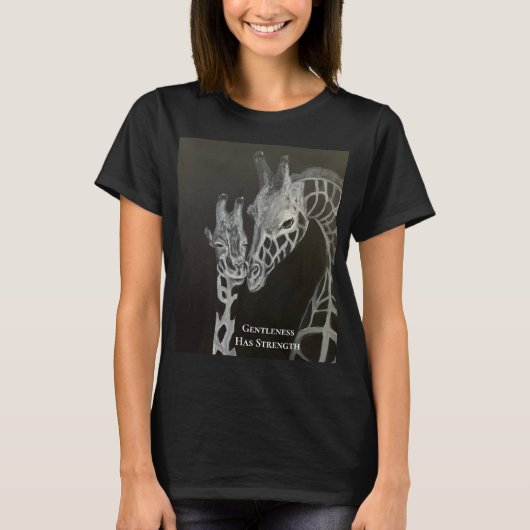 T-shirt Tee d'affirmation de girafes Douceur a de la force (Devant)