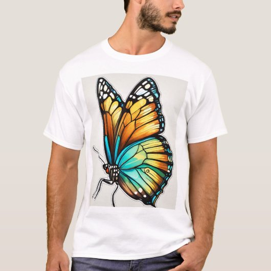 T-shirt "Tee d'art papillon vibrant - Embrassez le colo de (Devant)