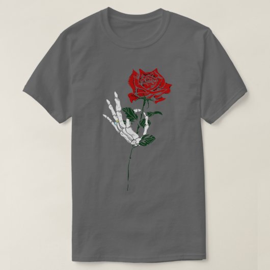T-shirt Tee de conception de tatouage de rose de squelette (Design devant)
